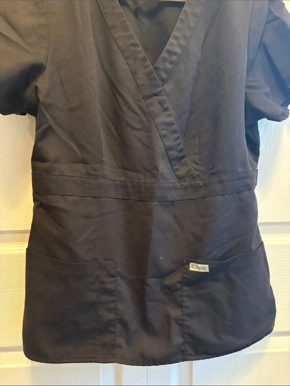 Greys Anatomy by Barco Black Mock Wrap Scrub Top Medical Uniform Medium M - Picture 5 of 8